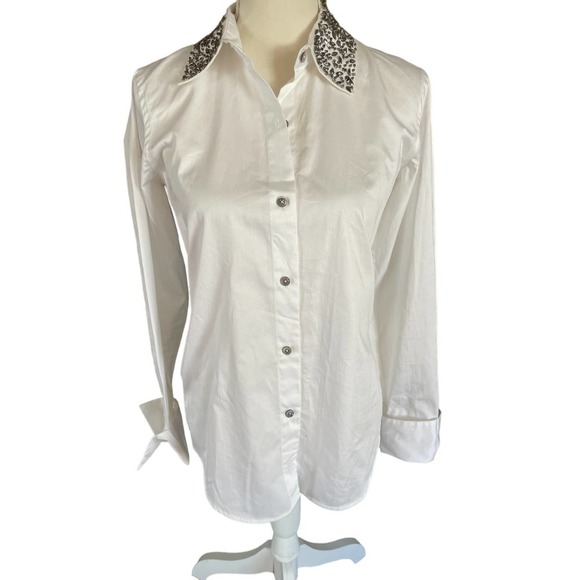 NWT $298 Pink Tartan Womens Button-Up Stud Collar Shirt Long sleeve Sz 2 - Picture 1 of 11